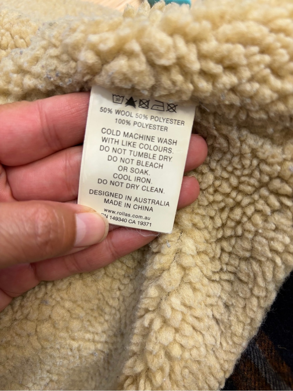 Free People × ROLLAS Check Sherpa Coat Chore Barn Jacket Wool Cozy - Picture 11 of 11